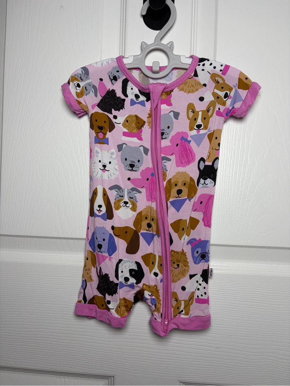 Little Sleepies Pink Puppy Parade Bamboo Shorty Zippy 6-12M EUC